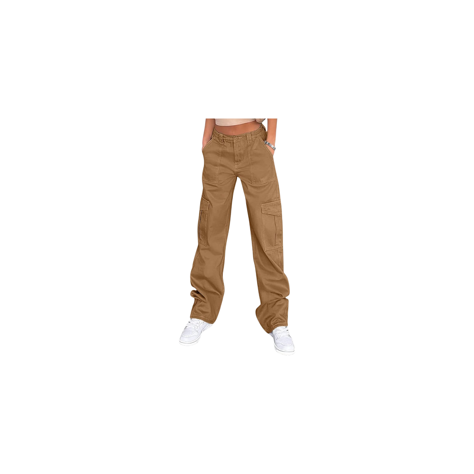 Cargo Camel Pants for Women High Waisted